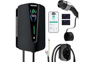 WADA POWER 7KW Stazione di Ricarica per Veicoli Elettrici Monofase: Caricabatterie EV Tipo 2 per Auto Elettrica Controllo App/Carta RFID, 8-32A EV Charger con 5M Cavo, IEC 62196-2