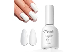 PEACECOLOR Esmaltes Semipermanentes para Uñas Blanco White Pintauñas Semipermanentes UV/LED para Principiantes Manicura 10ML