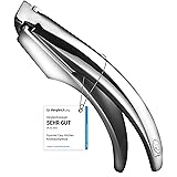 Knoblauchpresse Edelstahl für Knoblauch & Ingwer (kein Schälen notwendig) | Leicht zu reinigende Knoblauch Presse | Garlic Pr