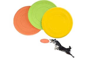 MORJCG 3 Pcs Dog Frisbee, 7 Inch Natural Rubber Floating Durable Dog Frisby Flying Saucer, Disc Interactive Dog Toys for Training Pet Chew Frisbee Indestructible, Beach Toys for Outdoor Play and Exercise