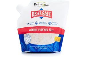 Redmond Real Salt Fine Salt, 454 g refillpåse - rent, naturligt, ursprungligt havssalt från Utah, obehandlat, medelstor kornstorlek, rikt på mineraler