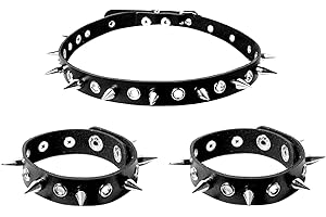 Manfnee Punk Goth Collar Choker for Women Men PU Leather Spike Studded Chain Necklace Adjustable