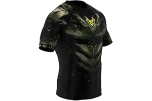 SMMASH Camicia Funzionale Uomo Rashguard Camicia Sportiva A Maniche Corte MMA Thaibox Muay Thai Kickboxing Traspirante Resistente All'Abrasione