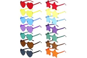Capaneus 14 Stück Stern Herz Sonnenbrille, Partybrillen Herz Stern, Party Sonnenbrille Kinder Erwachsene, Party Sonnenbrillen Set für Party Zubehör, Foto Requisiten, Geburtstag, Fasching, Karneval