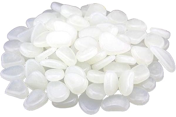 Hievomi 500PCS Pierres Lumineuse Exterieur, Galets Phosphorescents, Matériau en résine de Haute Qualité Couleurs vives, convient pour jardins, chemins et à la décoration des bonsaïs