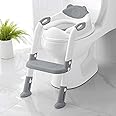 SKYROKU Toilet Potty Training Seat with Step Stool Ladder, Training Toilet for Kids Boys Girls Toddlers-Comfortable Safe Potty Seat with Anti-Slip Pads Ladder (Grey)