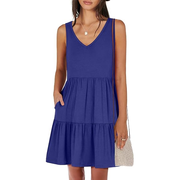 LYANER Women's Mock Neck Sleeveless Dress - Pleated Mini Sundress For Summer & Beach - View #3