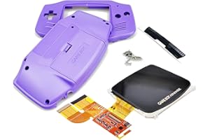 VALLEY OF THE SUN GBA V3 IPS Display Mod Kit de Mod Ecran Lumineux + Boîtier Violet Violet pour Console de Jeu Portable Gameboy Advance DIY 100% Ajustement complet Module LCD + Boîtier extérieur