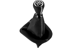 DOMENICA 5 Gang Schaltknauf Schalthebel mit Schaltmanschette Kompatibel für Peugeot 207 307 308 607 608 Citroen C3 C4 C5 (Weiß)