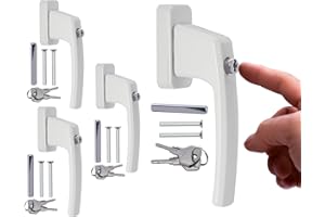 Stahlia Abschließbare Fenstergriffe Aluminium (4 Stück) Weiß ergonomisch Druckknöpfe Balkontürgriff Fenstersicherung Fensterbeschläge Fensterschloss