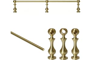 8~38 i Borstad mässingsskena Set med 3 spindlar | Dekorativa hyllplansräcke for trähyllor & skåp(Style a,21in/53cm)