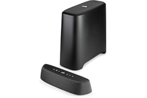 Polk Audio MagniFi Mini AX Barre de Son Ultra-Compacte avec Subwoofer sans Fil, Dolby Atmos, DTS:X, HDMI eARC, Bluetooth, AirPlay 2, Google Chromecast - Noir