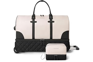 ETRONIK Reisetasche mit Rollen, Reisetasche, 21 Zoll Reisetasche Damen mit Schminktasche, 21x14x9 Zoll Flug Genehmigt Weekender mit Rollen