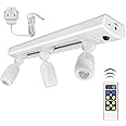 HONWELL LED Spotlights Track Lighting Remote Controlled with 3 Rotatable Heads Lights, Under Cabinet Counter Lighting Straight Bar Ceiling Spotlight for Artwork Display,Kitchen and Living Room