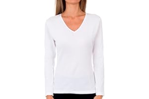 Playtex T-Shirt Femme Col V Thermique 100% Coton Manches Longues Thermal Natural x1