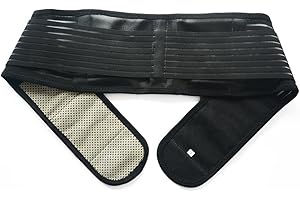 KONMED Ceinture de massage auto-chauffante à la tourmaline - Soulage la fatigue et la douleur - Massage magnétique - Taille XL - Noir