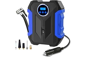 CaRSun Digital Tyre Inflator Portable Air Compressor,150 PSI 12V Air Pump Tyre Inflation With Tyre Pressure Gauge And LED Light Blue