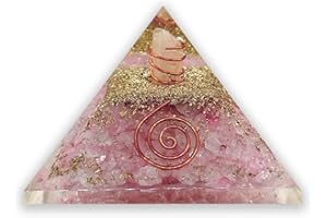 LAMARE - Pirámide de Orgonita con Cuarzo Rosa - Equilibrio Energético y Espiritualidad – Ambiente de Calma y Equilibrio – Armonía y el Bienestar – 2,4” (61 mm aprox.)