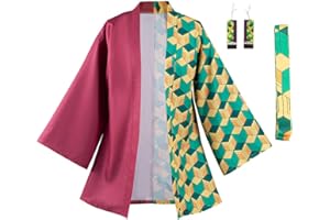 YANVS Anime Kimono Cloak Robe Cosplay Costume Kimono Cardigan Cape with Earrings and Belt