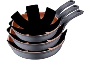 San Ignacio - Juego de Sartenes Antiadherentes - Set de 3 Piezas de 20, 24 y 28 cm y 3 Protectores - Fabricadas con Aluminio 