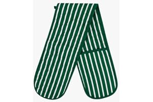 ALANNA JONES 100% Cotton Heat Resistant Stripe Double Oven Glove Mitt for Home Kitchen Restaurant Hot Oven Pots Kitchen Tray Pans | Potholders & Kitchen Mitts from Heat Resistant Material-Green