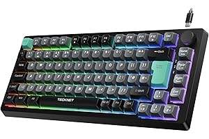 TECKNET RGB Gaming Keyboard, 83 Keys Wired Keyboard with Volumn Knob, 75% Pecent USB Keyboards with 26 Keys Anti-Ghosting, Compact Silent Keyboard,Computer Keyboard IP32 Water&Dust Resistant for Gamer