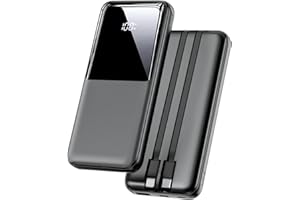 CFIAI Power Bank Fast Charging 26800mAh, Portable Charger with 2 Built-in Cables & 3 Ports, Powerbank with LED Display, Battery Pack Compatible with iPhone 16 15 14 13 Android and more, Black