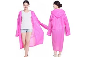 AIDEGER EVA Rain Ponchos for Adults, 2 Pack Reusable Raincoats with Hoods and Sleeves Lightweight Rain Jacket