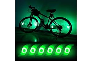 Teguangmei 6Pcs Bicycle Hot Wheel Spoke Lights, Green Flashing LED Neon Lights Bike Cycling Tire Spoke Safety Warning Lights Waterproof