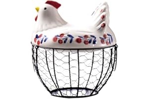 RAINBEAM Portauovo Portauovo Portauovo Portauovo Portauovo Portafrutta Frigo Metallo, gallina in ceramica, impilabile Portauovo facile da pulire per uova e frutta