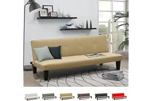 Produce Shop Divano letto pronto letto 3 posti in similpelle economico Topazio - Beige