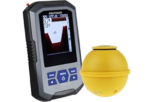 GAIN EXPRESS Fish Finder Wireless Sonar Sensor 125kHz Frequency 45 Meters / 147 Feet Depth Alarm Function and Large LCD Display