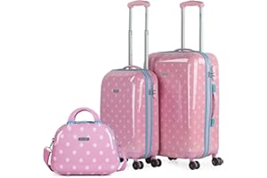 SKPAT - Juego de Equipaje - Juego de 3 Piezas - Maleta rígida Ligera - Juego con Cerradura de combinación - Juego de Maletas rígidas en tamaño de Cabina pequeña, Mediana con Estuche de Belleza 66400B