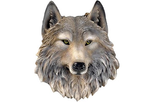 Wenwan Décoration murale tête d'animal,Sculpture décorative,(Loup)