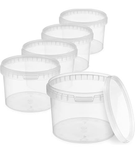 6 Seaux Polypropylène Blanc 2,5L Avec Couvercle Hermétique - Empilables Alimentaires Sans BPA