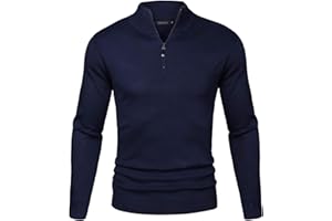 Sykooria Jersey Hombre Invierno Cuello Alto Suéter de Punto Hombre Manga Larga Pullover con Cremallera Clásico Ajustado y Elegante S-XXL