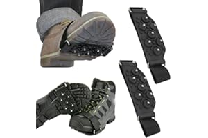 OTAIVE 2pcs Ice Snow Grips, Ice Cleats for Shoes and Boots, Ice Grippers Snow Grips Winter Shoes Boots Strap Metal Spikes Studs Anti Slip Spikes Grips Shoes Cover for Men Women Children
