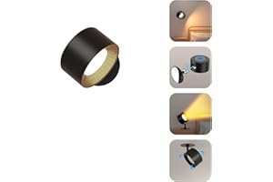 Amicool Wandleuchte Innen,Wandlampe Wandlichter ohne bohren und stromanschluss, leselicht Dimmbar Akku, Leuchten für Kinder Touch 4 Helligkeitsstufen 3 Farbmodi 360° drehbare für Schlafzimmer