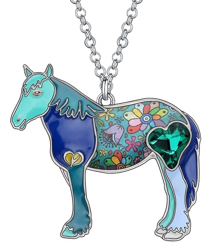 Collana Con Ciondolo Ragazza E Cavallo A Cuore – Gioiello In Lega Ipoallergenica Per Amanti Dei Cavalli