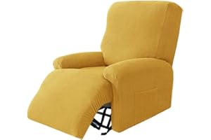 UYEOCO Jacquard Copripoltrona Relax Reclinabile Elettrica Fodera Per Poltrona 4-Pezzo 1 Posto Coprisedile Chivas Poltrona Reclinabile Relax Completo Elasticizzato Con Tasche Copertura Per Poltrona Reclinabil