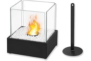 Froadp Bioetanol kominek stołowy z hartowanego szkła i stali nierdzewnej, kominek na etanol, do użytku wewnątrz i na zewnątrz, nowoczesny kominek na stół, kominek na balkon, do ogrodu, jadalni, pokoju