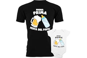 T-SHIRTERIA Coppia Tshirt e Body Padre Figlio Festa del Papà Buona prima festa del papà - parodia - idea regalo
