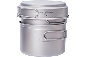 Boundless Voyage Camping Kit de Utensilios de Cocina Juego de ollas de Titanio con Mango Plegable Kit de Cocina para cocinar al Aire Libre Ollas Sartenes Sartén Picnic Utensilios de Cocina