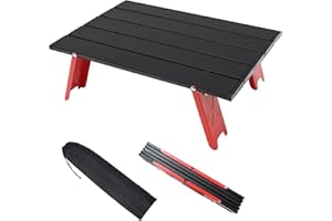 AKOFIC Tavolo da Campeggio Mini Pieghevole, Tavolo da Spiaggia Portatile Leggero in Alluminio Tavolino Arrotolabile, Tavolo da Picnic Compatto per Esterna Barbecue Spiaggia Viaggi Escursioni (Rosso)