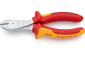 Knipex Alicates de corte diagonal de fuerza cromado, aislados con fundas multicomponentes, según norma VDE 160 mm 74 06 160