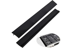 LUEDEN 2 Pack Silicone Stove Gap Covers Heat Resistant Hob Counter Seals Spills Strips Cooker Side Anti-Stain Stovetop Filler for Kitchen Countertop Dishwasher Cooker Oven Dryer Washing, 21inch 53cm Black