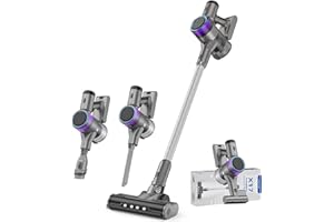 VOZASCLY Aspirapolvere Senza Fili, 4-in-1 Scopa Elettrica Senza Fili Tre Potenze di Aspirazione Regolabili, Antigroviglio Aspirapolvere Verticale Potente 45Kpa con Display a LED per Tappeti/Pavimenti/Capelli