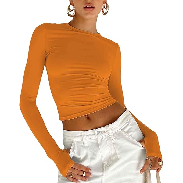 Minetom Felpa Donna A Costine Maniche Lunghe Scollo Quadrato Crop Top - Basic Morbido
