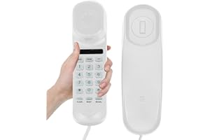 FARDAS Corded House Phones Landline, Wall Mountable or Desk House Phones, Dial Pad on Base unit/Last Number Redial/Pause, Landline Phones with Clear Sound for Office, Hotel, Home, Bathroom(White)