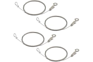 Amfrpar 4 Pezzi Cavo Acciaio Inox 1,5 mm x 2 m Filo Acciaio Inox Regolabile Fune Acciaio Metallica con Anello e Gancio Supporto Cavo di Sospensione Inox Corda per Appendere Foto, Lampadari, Max 30KG